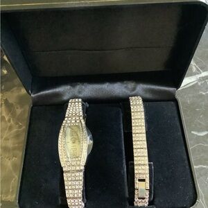NIB Real Collectibles By Adrienne cubic zirconia watch & matching bracelet set